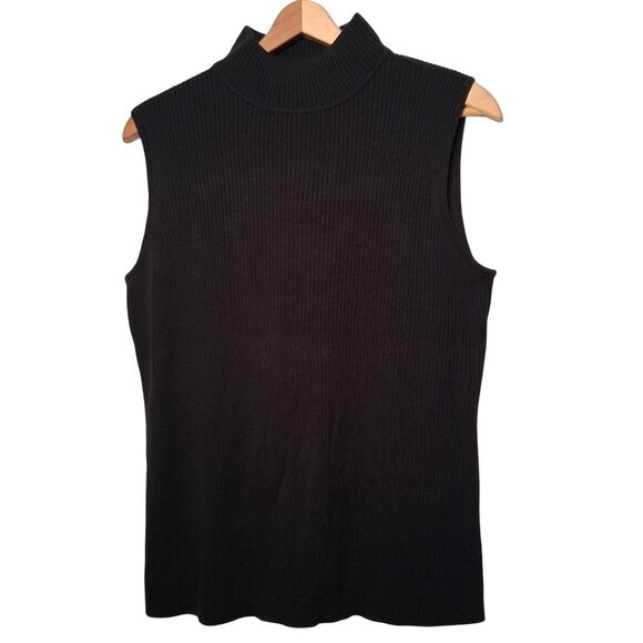 croft & barrow Tops - Croft And Barrow Ribbed Knit Shirt Women Medium Black Mock Neck Sleeveless NEW
